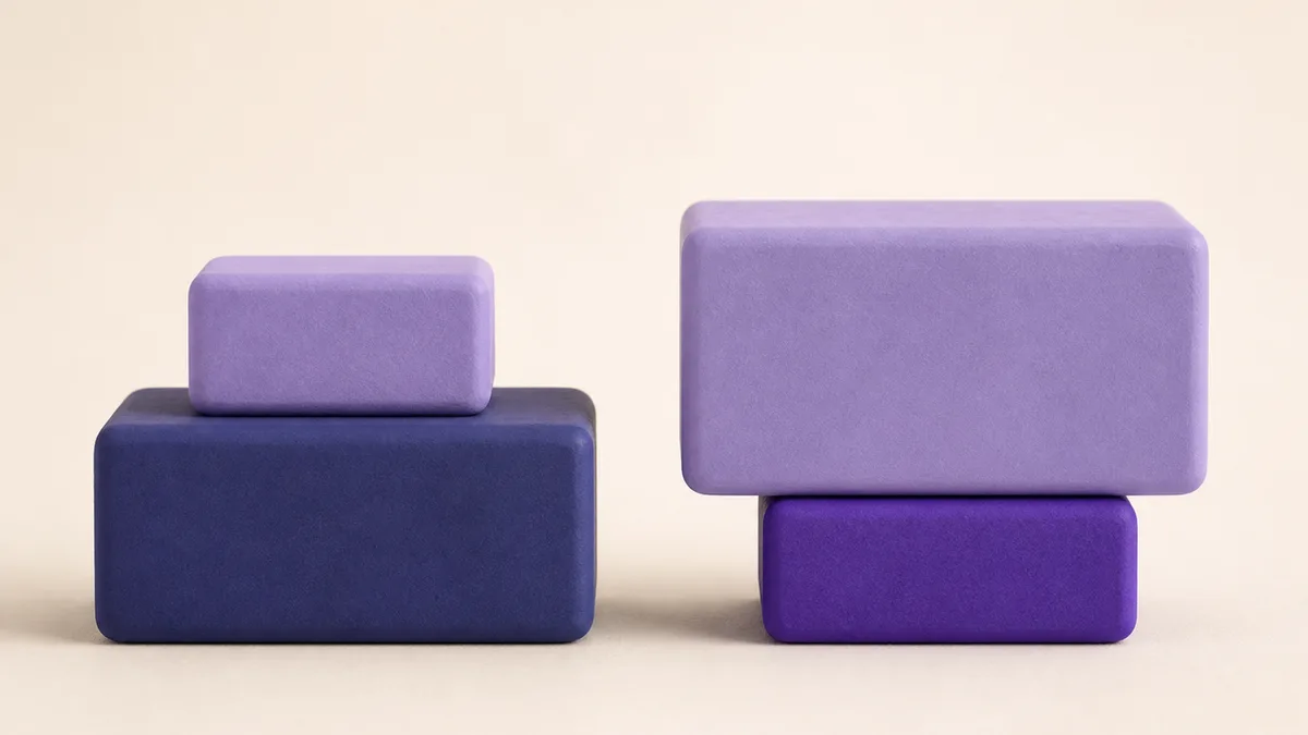 Two stacked tiles, small above large, and the same two with the order reversed — the link above your caption or below it
