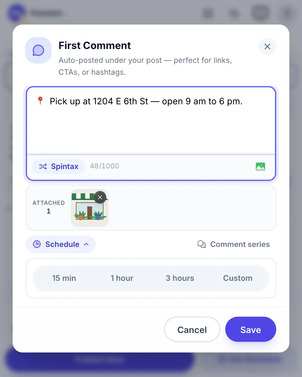 The comment settings in MultiGroupPoster with the delay choices