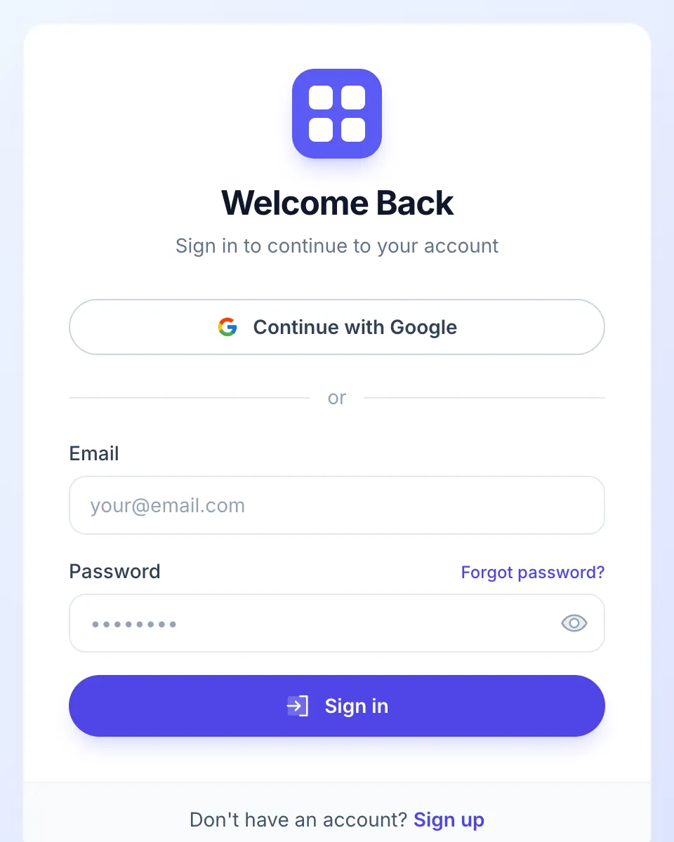 The MultiGroupPoster sign-in screen with Continue with Google