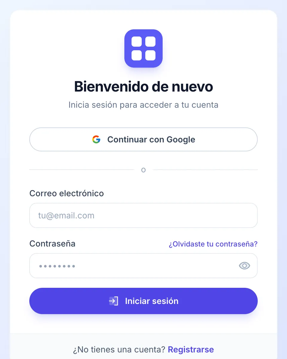 La pantalla de inicio de sesión de MultiGroupPoster con Continuar con Google