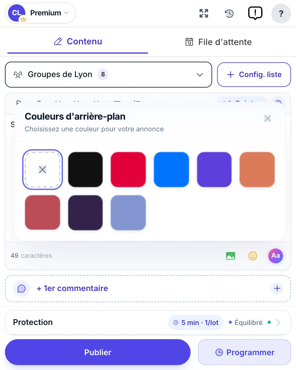 Choix d’un fond coloré pour une courte publication