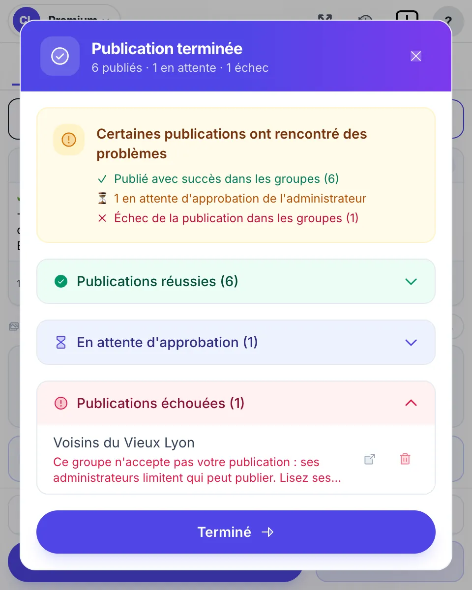 Un groupe en échec, avec la raison en termes simples