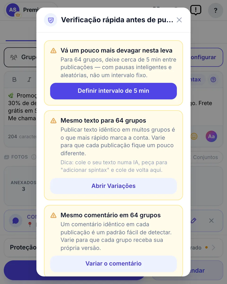 A verificação rápida antes de publicar: ritmo, mesmo texto e mesmo comentário, cada um com um ajuste